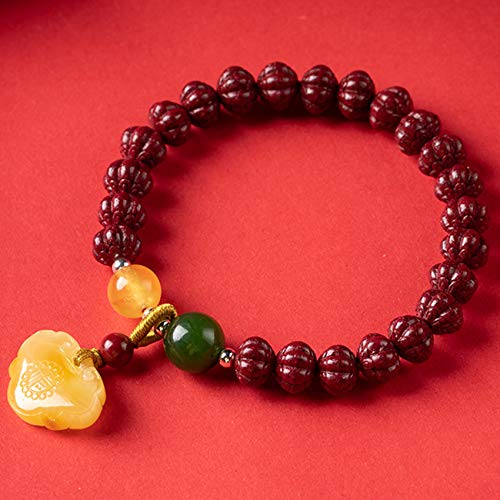 SCWZZWSY Feng Shui Armband für Frauen natürlicher Zimt -Jasper Kürbis Bienenwax Ruyi Locke Langlebigkeit Pendellant von SCWZZWSY