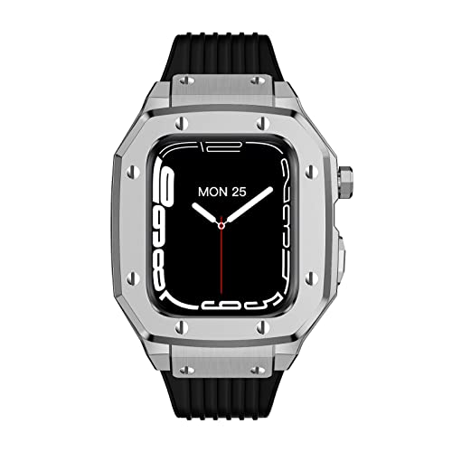 SCWZZWSY Für Band Serie 45mm Frauen Legierung Uhr Fall Strap 44mm 42mm Metall Rahmen Modifikation Mod Kit Zubehör für IWatch Serie 7 6 5 4 SE Abdeckung von SCWZZWSY