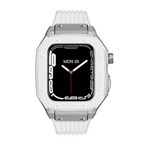 SCWZZWSY Für Band Serie 45mm Frauen Legierung Uhr Fall Strap 44mm 42mm Metall Rahmen Modifikation Mod Kit Zubehör für IWatch Serie 7 6 5 4 SE Abdeckung von SCWZZWSY