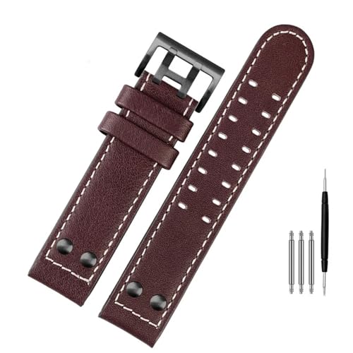 SCWZZWSY Für Hamilton Khaki Aviation Watch H77616533 H70615733 Uhr Watch Gurt Echtes Leder -Jazzfeld MEN Watchband 20 22 Militärstil (Farbe: B Schwarz, Größe: 22 mm) von SCWZZWSY