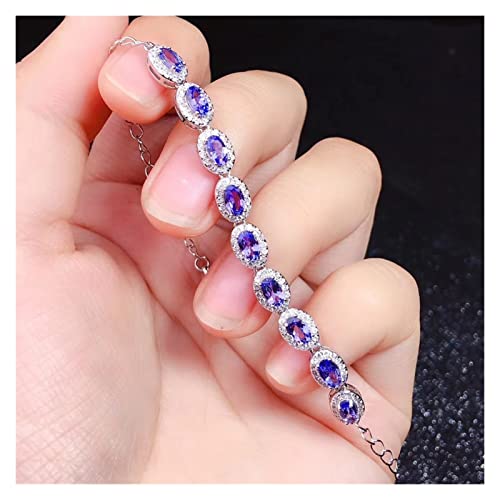 SCWZZWSY Geliebtes Mädchen 925 Silber Fine Schmuck Tansanitarmband Natures Edelsteinarmband für Frauen von SCWZZWSY