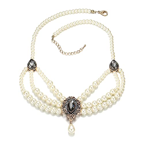 SCWZZWSY Halskette 2021 Neue Vintage -mehrschichtige Perlenkette Romantische Halskette Simulierte Perlenkette für Marokko Frauen Schmuck, Halskette, Halskette von SCWZZWSY