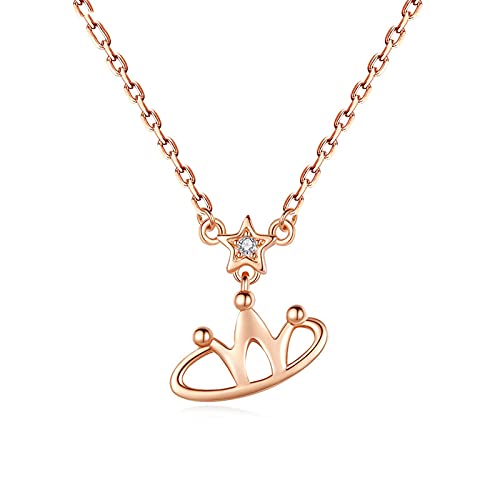 SCWZZWSY Halskette für Frauen kleine Kronen Halskette weibliche Sterling Silber -Schlangeblattkette Roségold anhänger Trend Design Einfaches Temperament Halsketten für Frauen Halskette Halskette von SCWZZWSY