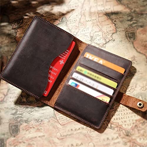 SCWZZWSY Handgefertigter Retro-Reisepasshülle aus echtem Leder, Kartenhalter, Visitenkarten-Organizer, Geschenk-Briefpapier (Farbe: Braun, Größe: 145 x 105 mm) von SCWZZWSY