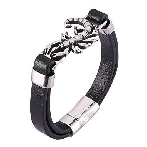 SCWZZWSY Herren -Charmearmbänder, Armbänder Mann Schädelarmband mit Gravurarmband Edelstahl mit Magnetverschluss von SCWZZWSY