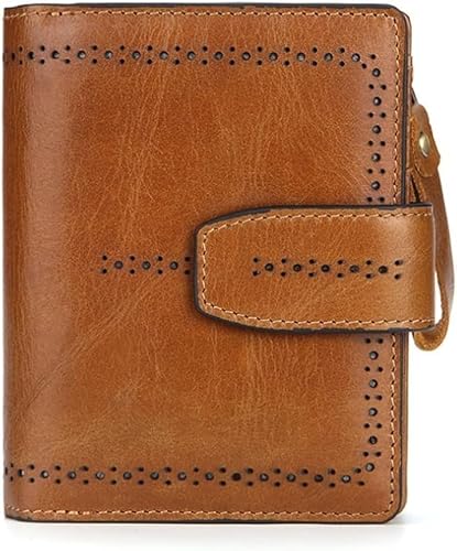 SCWZZWSY Herren- und Damenbrieftaschen, Kurze Reißverschlusstasche, dreifach gefaltetes Kartenetui aus Ölwachs-Rindsleder, D, 1 von SCWZZWSY
