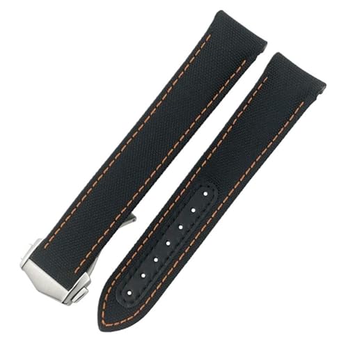 SCWZZWSY Klappschnalle Nylon Leder Uhrenband 20 mm für Omega Aqua Terra 150 GMT gebogene Ende Uhrengurt SCWZZWSY Klappschnalle Nylon Leder Uhrenband 20 mm für Omega Aqua Terra 150 GMT gebogene Ende Uhrengurt von SCWZZWSY