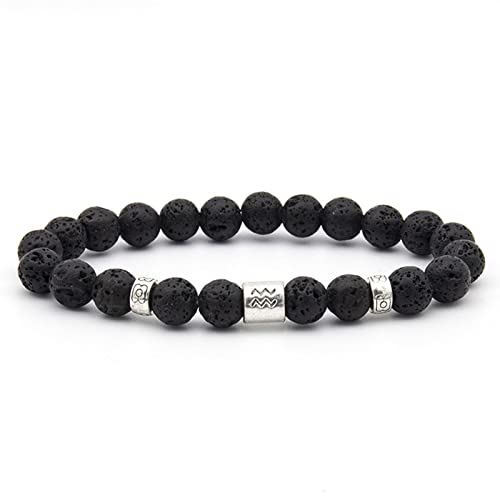 SCWZZWSY Konstellation Armband für Männer, Steinperlenarmbänder Lava-Rock-Sternhalter versilbertes Angstarmband von SCWZZWSY