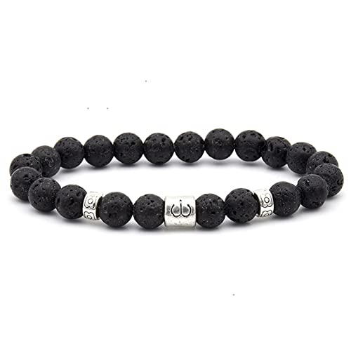 SCWZZWSY Konstellation Armband für Männer, Steinperlenarmbänder Lava-Rock-Sternhalter versilbertes Angstarmband von SCWZZWSY