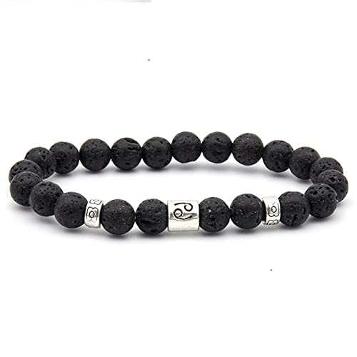 SCWZZWSY Konstellation Armband für Männer, Steinperlenarmbänder Lava-Rock-Sternhalter versilbertes Angstarmband von SCWZZWSY