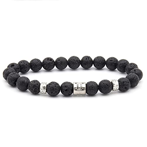 SCWZZWSY Konstellation Armband für Männer, Steinperlenarmbänder Lava-Rock-Sternhalter versilbertes Angstarmband von SCWZZWSY