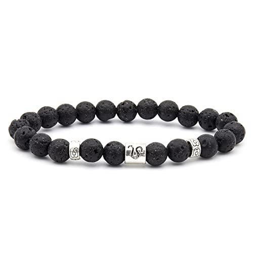 SCWZZWSY Konstellation Armband für Männer, Steinperlenarmbänder Lava-Rock-Sternhalter versilbertes Angstarmband von SCWZZWSY