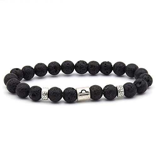 SCWZZWSY Konstellation Armband für Männer, Steinperlenarmbänder Lava-Rock-Sternhalter versilbertes Angstarmband von SCWZZWSY