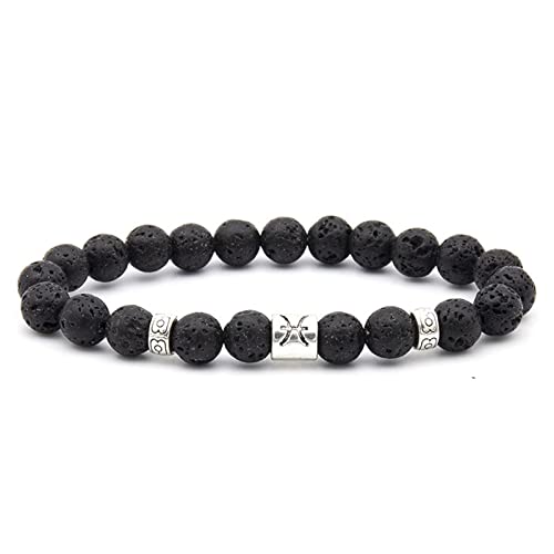 SCWZZWSY Konstellation Armband für Männer, Steinperlenarmbänder Lava-Rock-Sternhalter versilbertes Angstarmband von SCWZZWSY
