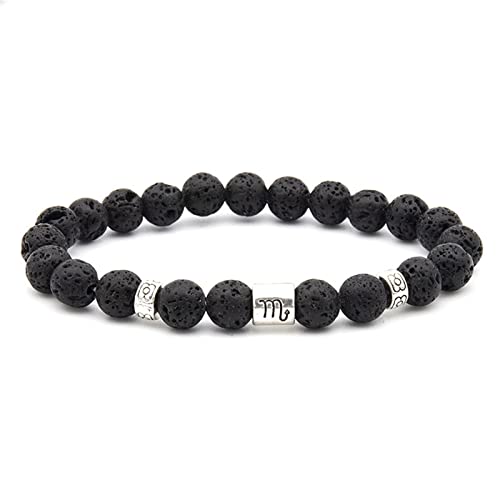SCWZZWSY Konstellation Armband für Männer, Steinperlenarmbänder Lava-Rock-Sternhalter versilbertes Angstarmband von SCWZZWSY