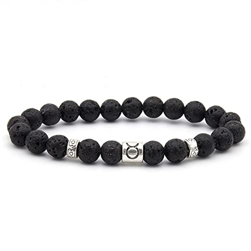 SCWZZWSY Konstellation Armband für Männer, Steinperlenarmbänder Lava-Rock-Sternhalter versilbertes Angstarmband von SCWZZWSY