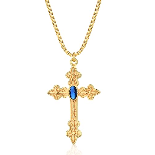 SCWZZWSY Kreuz-Halsketten für Frauen, vergoldet, zierlicher Kreuzanhänger, Glaube, Halskette, eingelegter Zirkonia, Kreuzanhänger, Halsketten, trendiger Schmuck für Frauen und Mädchen von SCWZZWSY