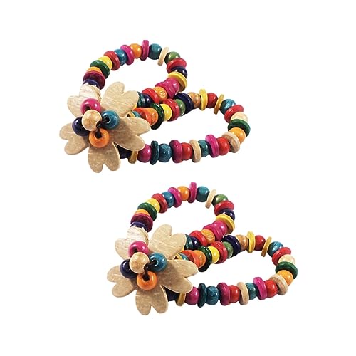 SCWZZWSY Mädchen Accessoires 2pcs farbenfrohe Webarmband handgewebte Kokosschalenschmuck für Frauen eleganter Blumenseile Handgelenk Halskette von SCWZZWSY