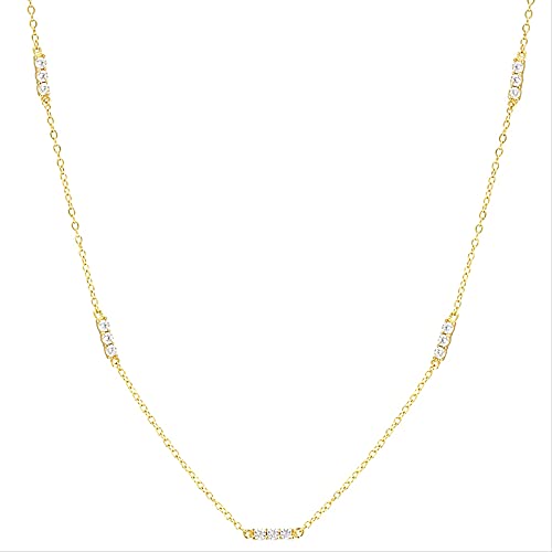 SCWZZWSY Mädchen Schmuck Single Row Drei Zirkon gestapelt Halskette für Damenketten Anhänger Halskette Juwely Geschenk in China Dekorationen Made Dekorationen von SCWZZWSY
