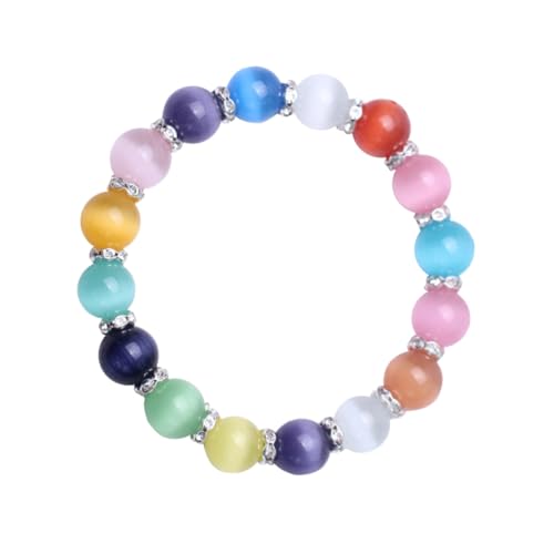 SCWZZWSY Mädchen juwelry mehrfarbig Opal Stretch Armband Katze Augenperlen Boho Juwely Armreifen für Frauen Accessoires von SCWZZWSY