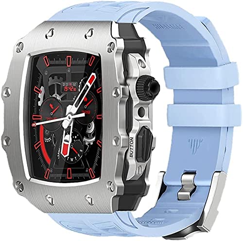 SCWZZWSY Modification Kit Alloy Watch Hülle+Gummi -Uhren -Band ， für 8 7 6 5 4 Se 44mm 45 mm ， Luxus -Upgrade Edelstahl -Uhr Hülle/Gummi -Uhrengurt von SCWZZWSY