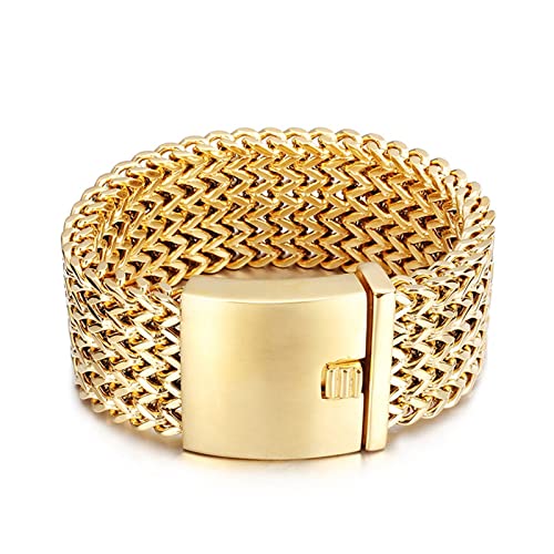 SCWZZWSY Premium -Armband für Männer Edelstahlverbindung Weizenkette Bangel Hip Hop Rapper Mode Juwely Mann von SCWZZWSY
