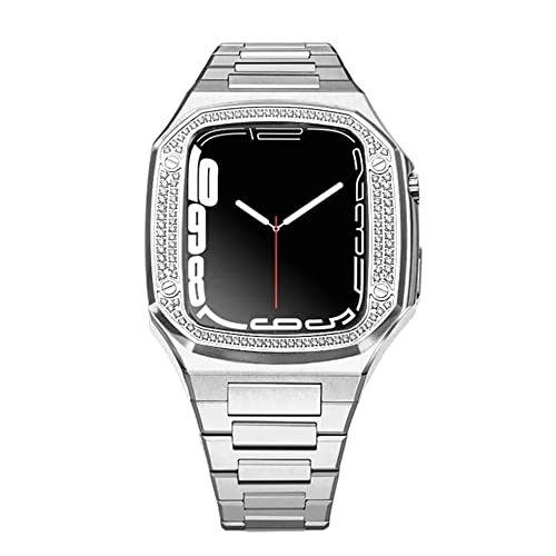 SCWZZWSY Riemen für Band 44 mm 45 mm Edelstahlkette mit Metallblingabdeckung für IWatch -Armband Serie 8 7 6 5 4 3 2 Se SCWZZWSY Riemen für Band 44 mm 45 mm Edelstahlkette mit Metallblingabdeckung für IWatch -Armband Serie 8 7 6 5 4 3 2 Se von SCWZZWSY
