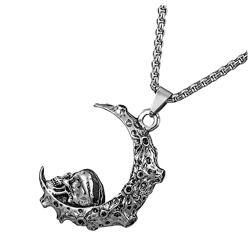 SCWZZWSY Schmuck für Mädchen, Halskette, Skelett, Punk, Retro, Mond, Totenkopf, Anhänger, Schmuck für Frauen, Mode-Accessoire für Partys, Halskette SCWZZWSY Schmuck für Mädchen, Halskette, Skelett, Punk, Retro, Mond, Totenkopf, Anhänger, Schmuck für Frauen, Mode-Accessoire für Partys, Halskette von SCWZZWSY