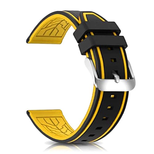 SCWZZWSY Silikon Uhrenbänder Tauchermodell Ersatz Gummi -Uhr -Gurt 20mm 22 mm 24 mm 26 mm wasserdichte Linie Bicolor Silberschnalle für Männer und Frauen Sport von SCWZZWSY