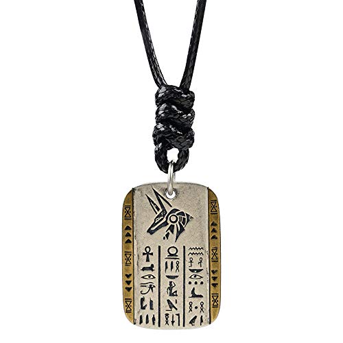 SCWZZWSY Two Tone 925 Sterling Silber Antike Ägyptische Götter Anubis Horus Anhänger Halskette mit Hieroglyphen für Männer Frauen 60 cm Kette SCWZZWSY Two Tone 925 Sterling Silber Antike Ägyptische Götter Anubis Horus Anhänger Halskette mit Hieroglyphen für Männer Frauen 60 cm Kette von SCWZZWSY