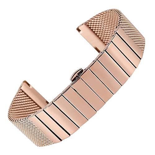 SCWZZWSY Uhrengurt, 18/20/22/24 mm Edelstahl Uhrengurtpoliertes Mesh Steel Band für Männer Frauen Armbandwatch Armband (Farbe: Silber, Größe: 24 mm) von SCWZZWSY