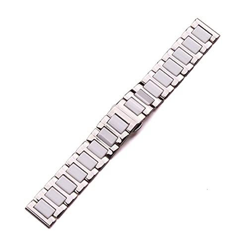 SCWZZWSY Uhrengurt 16 18 20mm Edelstahlarmband Medium Keramik Links Uhren Band Männer Frauen weiß Schwarz Uhr Accessoires Uhrenbandbänder Armband von SCWZZWSY