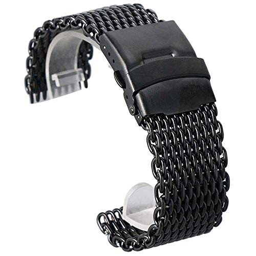 SCWZZWSY Uhrenriemen 18mm 20 mm 22 mm 24 mm schwarz Edelstahl Maschen Handgelenk Watch Band Fashion Men Quarz Uhren Gurt hohe Quarlität (Größe: 18 mm) von SCWZZWSY