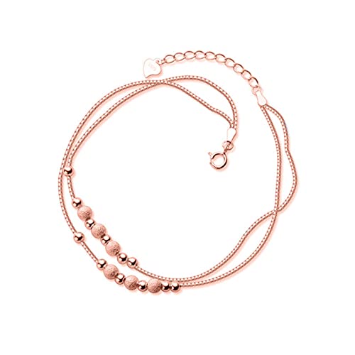 SCWZZWSY Zögeres Knöchelarmband,- 925 Sterling Silber Simple Frosted Perle Double Layer Box Kette Kette für Frauen Sommer S925 Schmuck von SCWZZWSY