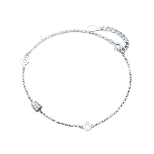 SCWZZWSY Zögeres Knöchelarmband - 925 Sterling Silber Sweet Hollow Round Funkeln CZ Fußkettchen für Frauen Mode Silber 925 Schmuck Geschenk von SCWZZWSY