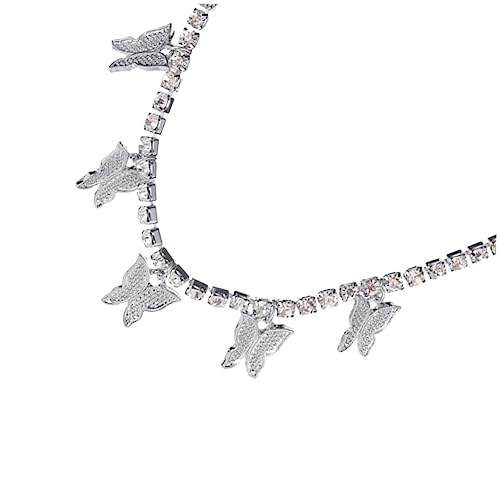 Schmuck Mädchen 1PC Dainty Strass Butterfly Choker Halskette für Damen Einfache Silber Schmuckkette Schmuck Mädchen 1PC Dainty Strass Butterfly Choker Halskette für Damen Einfache Silber Schmuckkette von SCWZZWSY