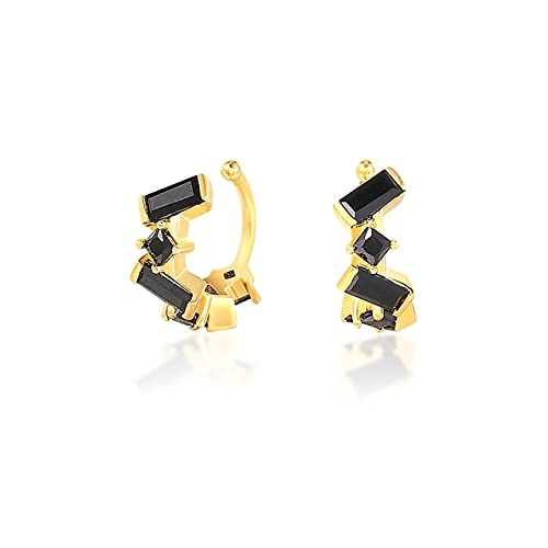 Schwarze Zirkon -Clip -Ohrringe für Frauen exquisite charmante Ohrmanschettenohrring -Schmuck Pendientes von SCWZZWSY