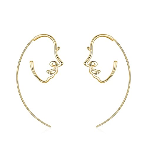 Trendige Ohrringe - 925 Sterling Silber Astract Human Face Hoop Ohrringe Mode elegantes Linie Ohr für Frauen Mädchen Fein Schmuck Arete Arete Trendige Ohrringe - 925 Sterling Silber Astract Human Face Hoop Ohrringe Mode elegantes Linie Ohr für Frauen Mädchen Fein Schmuck Arete Arete von SCWZZWSY