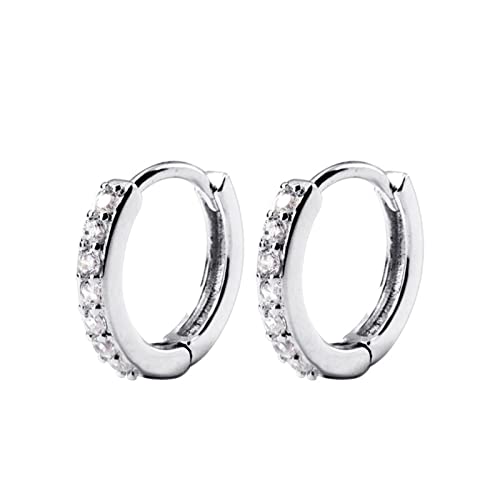 Trendige Ohrringe - 925 Sterling Silber Sparkling Black Clear CZ Tiny Hoop Ohrringe für Frauen klassisch Silber Fine Schmuck von SCWZZWSY