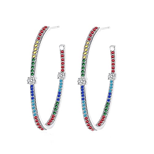 Trendige Ohrringe - Zirkone Trendy doppelseitiger Regenbogen CZ Stone Pave halb runden Kreis Dünne Reifen Ohrringe für Frauen Gold Schmuck von SCWZZWSY