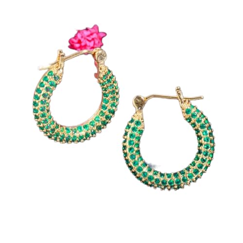 Trendige Ohrringe - Zirkone elegante runde Form Gold Farbe Blaues Grün kubisch Zirkon kleiner Reifen Ohrringe für Frauen Modeschmuck von SCWZZWSY