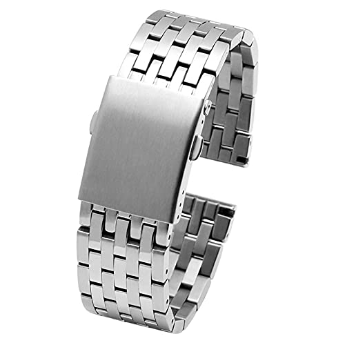 Uhrengurt, fester Edelstahlgurt 24 mm 26 mm 28 mm 30 mm Faltschnalle Herren -Metall -Ersatzgurtarmband (Bandfarbe: Schwarz 7 Zeiger, Bandbreite: 30 mm) von SCWZZWSY