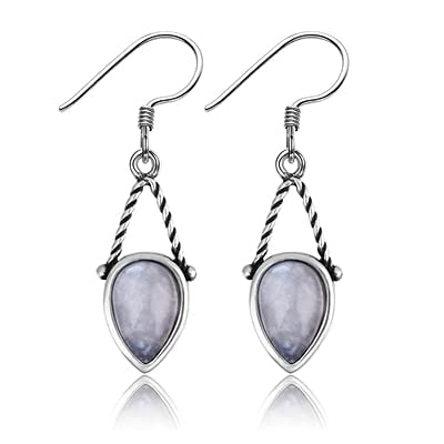 Wassertropfenform mit 6x9mm Mondstein 925 Dangle Ohrringe Frauen Schmuck von SCWZZWSY