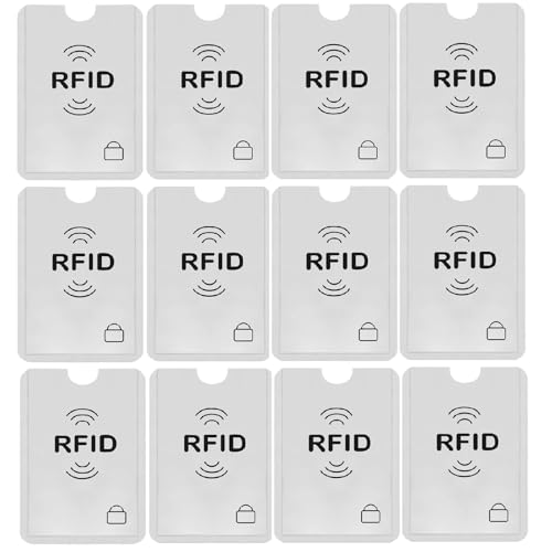 RFID-blockierende Kreditkartenetuis für Identitätsdiebstahlschutz, passt perfekt in die Brieftasche (12 Stück), Schwarz, RFID-blockierende Kartenhüllen von SCYORK