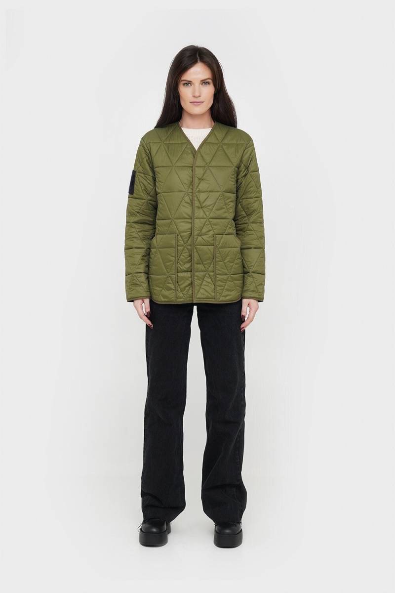 Grüne Gesteppte Linerjacke Für Damen, Leichter Nylonmantel von SCapeRaincoats