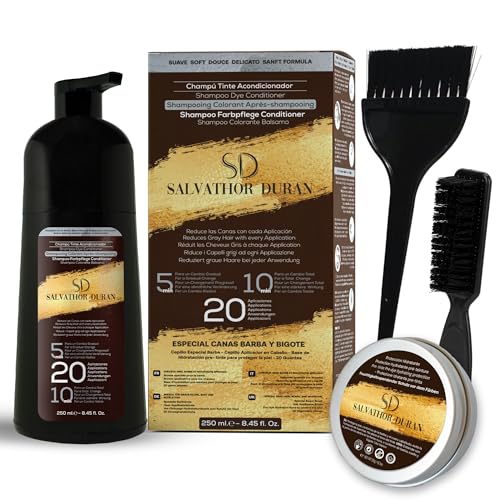 Salvathor Duran Haarfarbe mit Hautschutzcreme - 20 Anwendungen 250 ml - Bartfarbe für Herren - graue Haarfarbe - Grauhaar-Shampoo von SD SALVATHOR DURAN