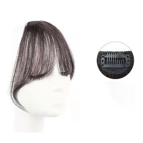 Clip in Pony Air Bangs Perücke for Frauen mit natürlicher vorderer Stirn, unsichtbarer Haarklappe, rundes Gesicht, französischer Pony, gefälschter Pony Pony Haare(Natural black) von SDA287MZ