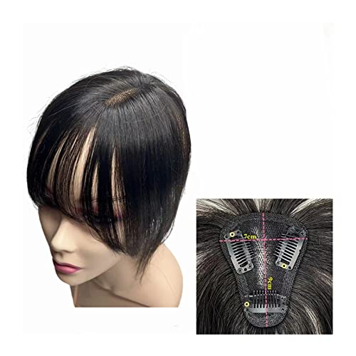 Clip in Pony Clip-in-Pony, transparent, Schweizer Spitze, Echthaar-Pony, Clip-in-Fransen-Haarteile, Verlängerung for Frauen, atmungsaktiv, Remy-Haar-Pony Pony Haare(7x9 Natural black) von SDA287MZ
