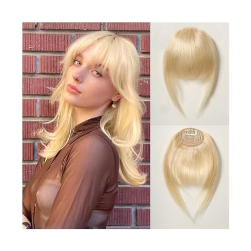 Clip in Pony Clip-in-Pony-Extensions aus 100% Echthaar, blonder Pony, französischer dicker Pony, Clip-on-Pony-Haarteile for Frauen, täglich, einfach zu tragen Pony Haare(HLH1005-5) von SDA287MZ