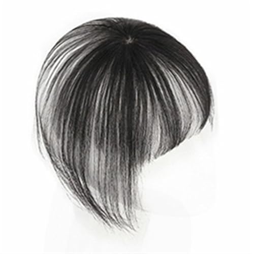 Clip in Pony Echthaar-Pony mit Clip-in-Oberteil, nahtloser Topper und Fransenverlängerung, 3D-natürliche Fransen-Clip-in-Pony, brasilianische Nicht-Remy-Haarteile for Frauen Pony Haare(Schwarz) von SDA287MZ
